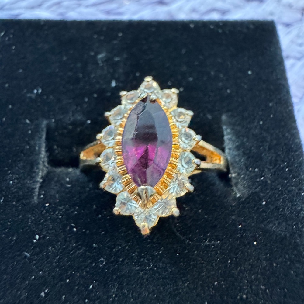 Elegant Gold and Purple Marquise Ring